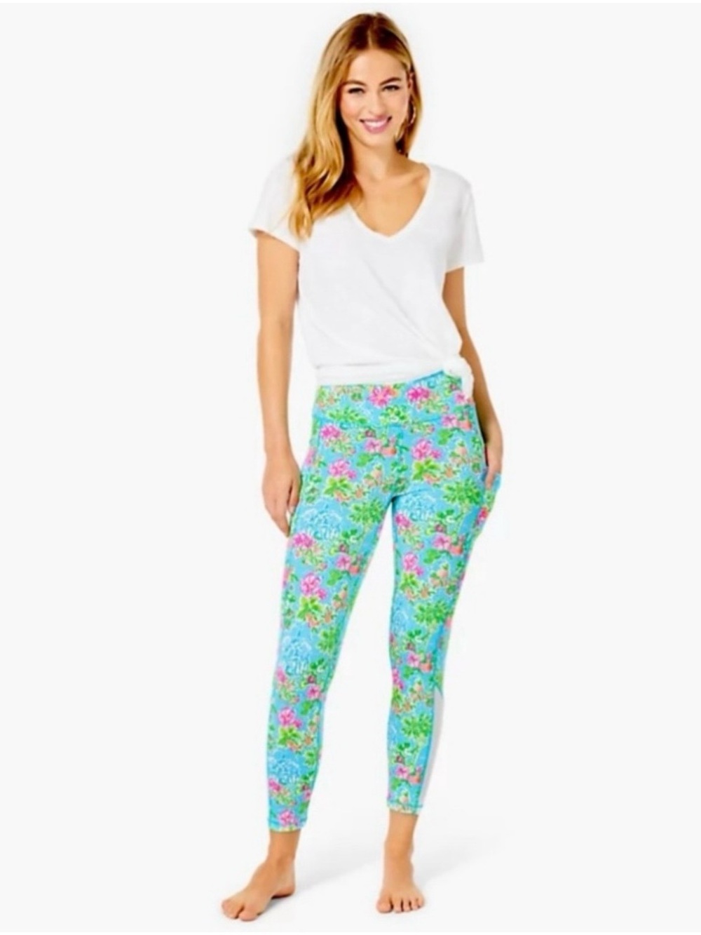 Lilly Pulitzer Disney Aqua Mickey Mouse Floral Leggings
